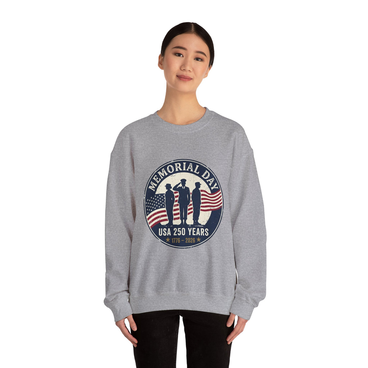 Memorial Day USA 250 Crewneck Sweatshirt | 1776–2026 Vintage Distressed Patriotic