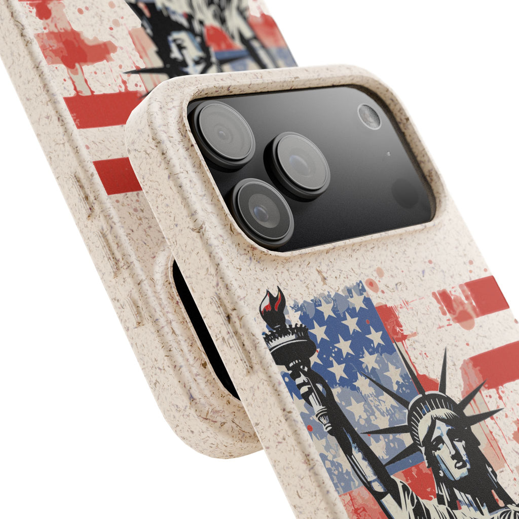 Liberty Statue Biodegradable Phone Case – American Flag Eco iPhone Cover