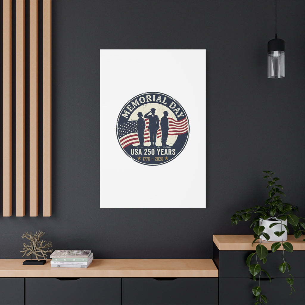 Memorial Day USA 250 Canvas | 1776–2026 Vintage Distressed Americana