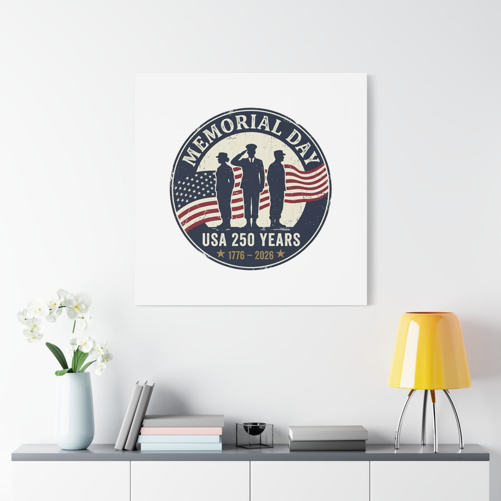 Memorial Day USA 250 Canvas | 1776–2026 Vintage Distressed Americana