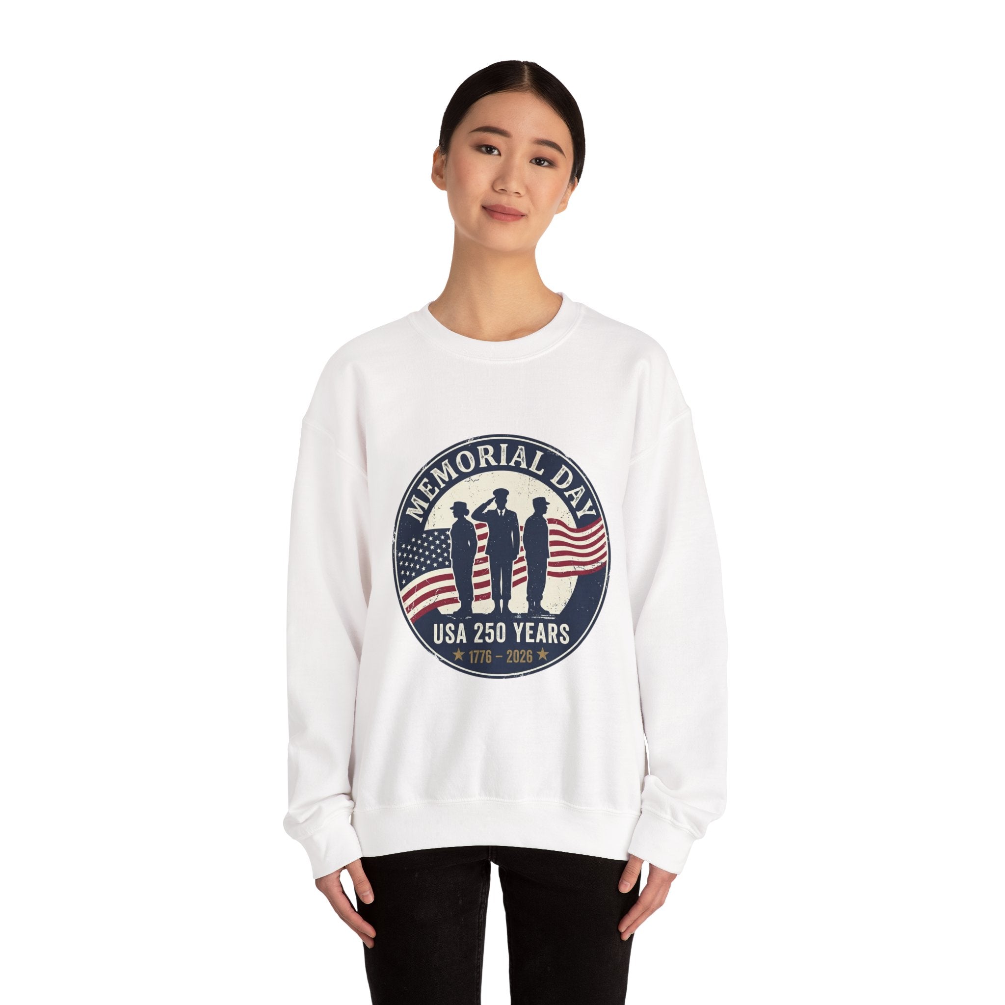 Memorial Day USA 250 Crewneck Sweatshirt | 1776–2026 Vintage Distressed Patriotic