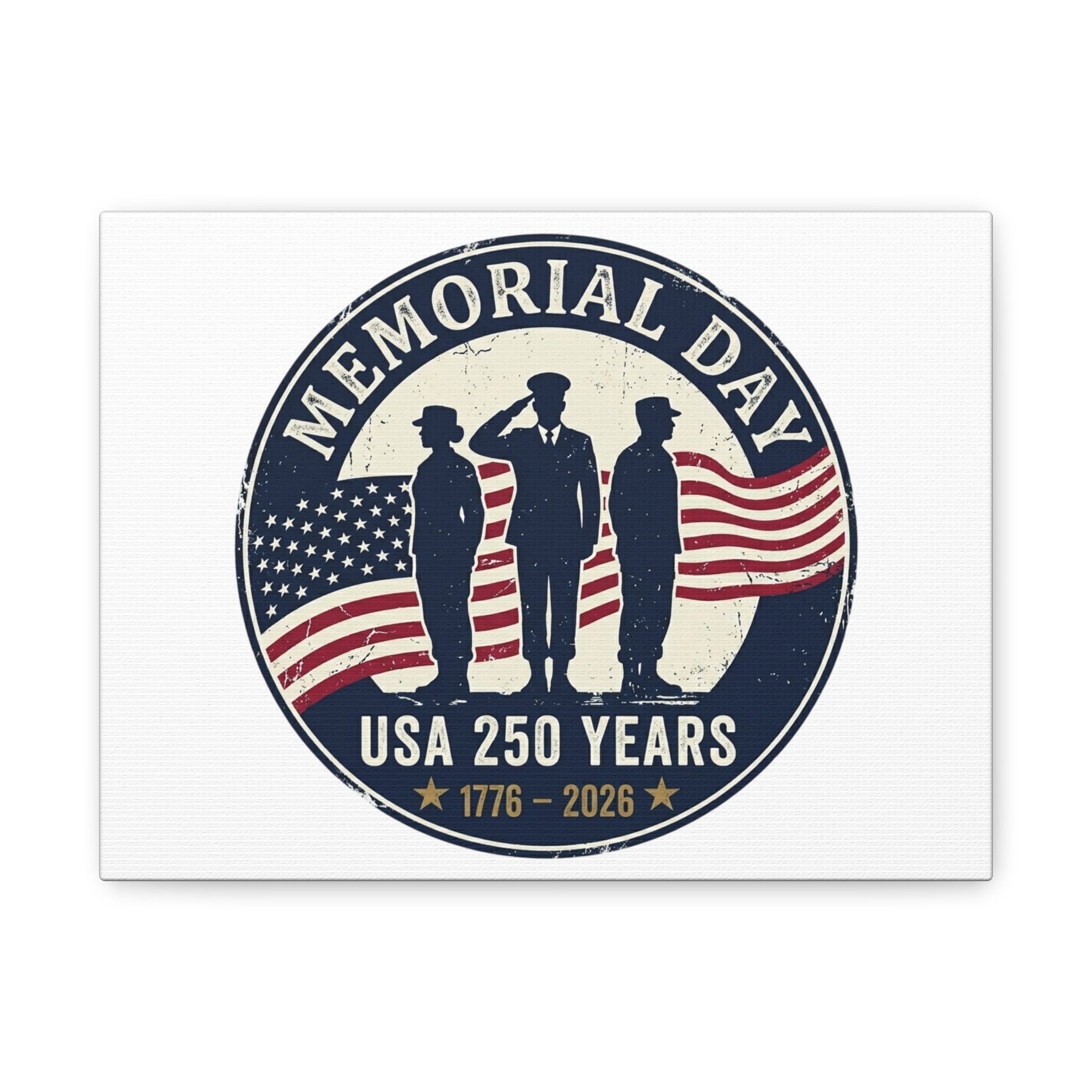 Memorial Day USA 250 Canvas | 1776–2026 Vintage Distressed Americana