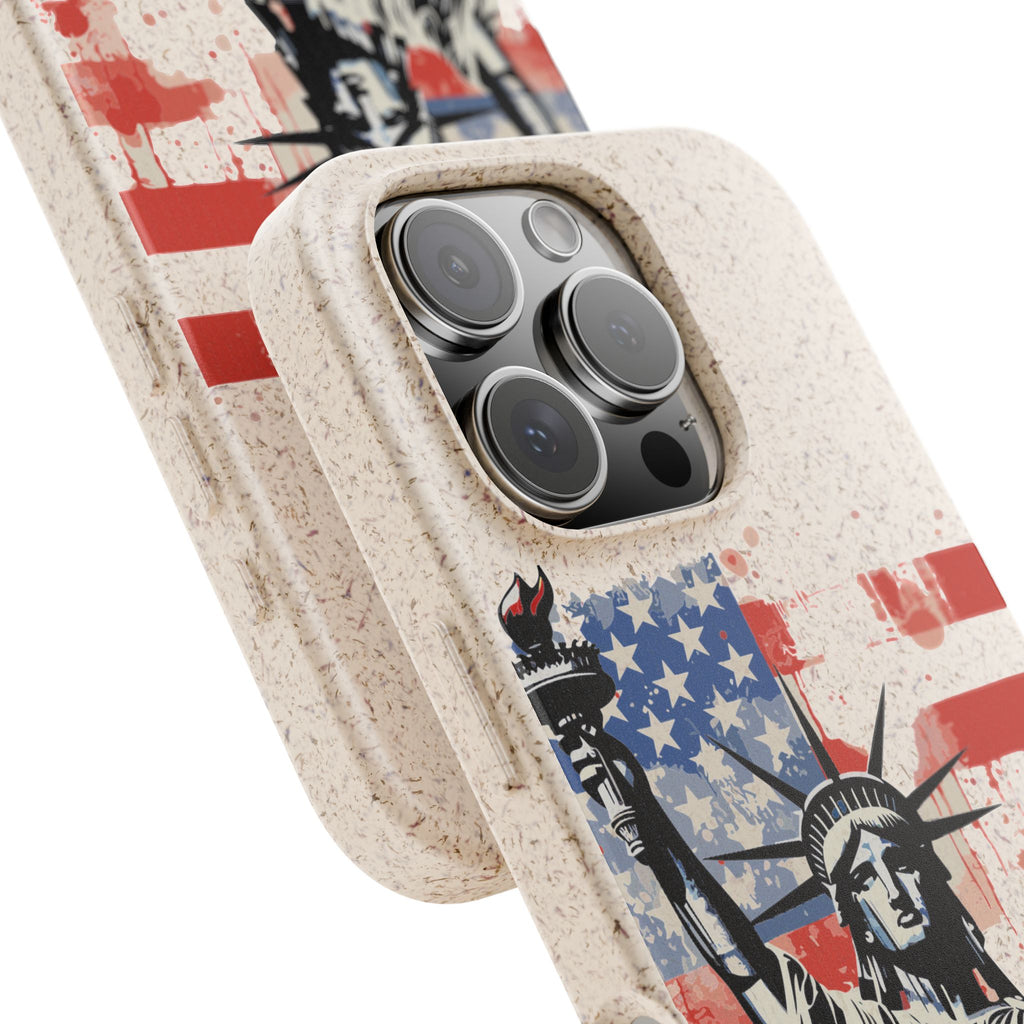 Liberty Statue Biodegradable Phone Case – American Flag Eco iPhone Cover