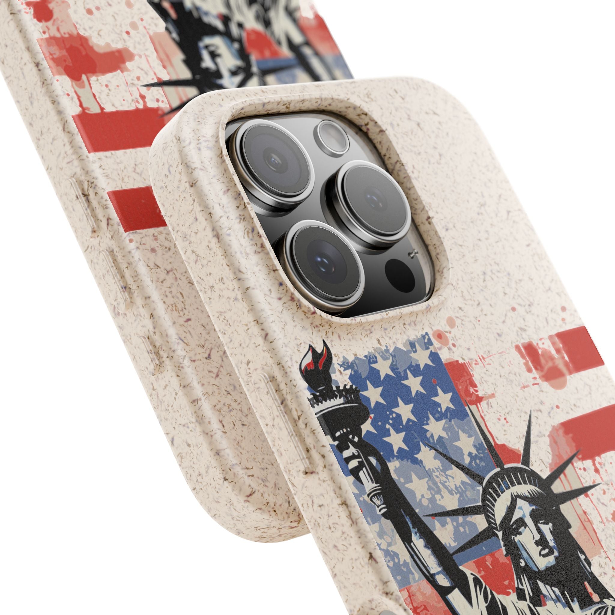 Liberty Statue Biodegradable Phone Case – American Flag Eco iPhone Cover