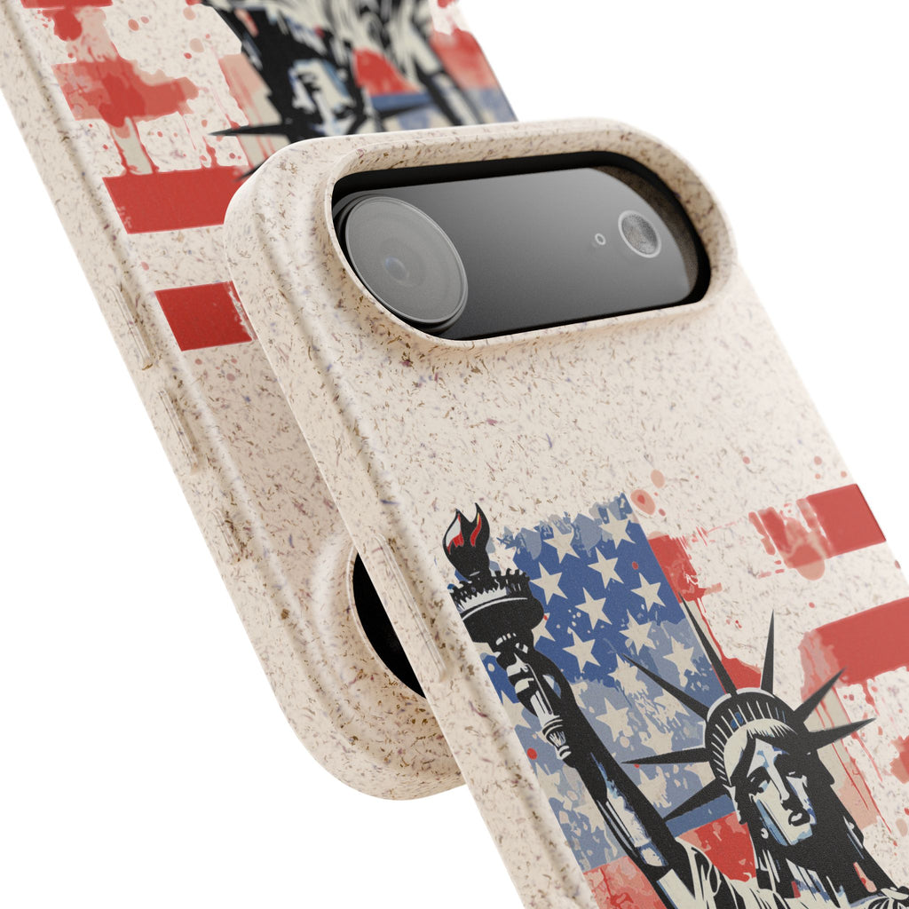 Liberty Statue Biodegradable Phone Case – American Flag Eco iPhone Cover