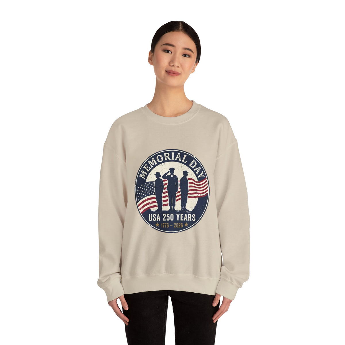 Memorial Day USA 250 Crewneck Sweatshirt | 1776–2026 Vintage Distressed Patriotic