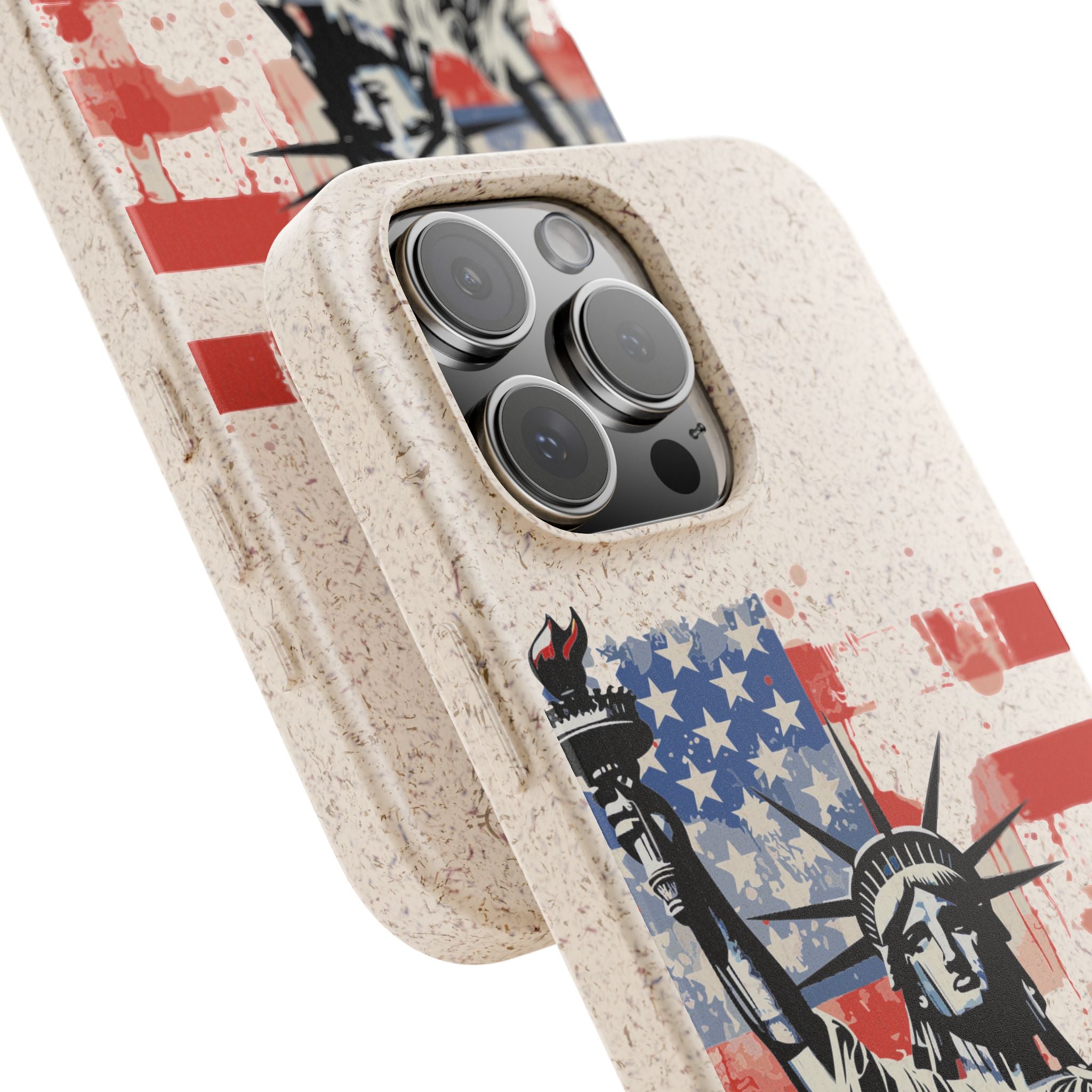 Liberty Statue Biodegradable Phone Case – American Flag Eco iPhone Cover