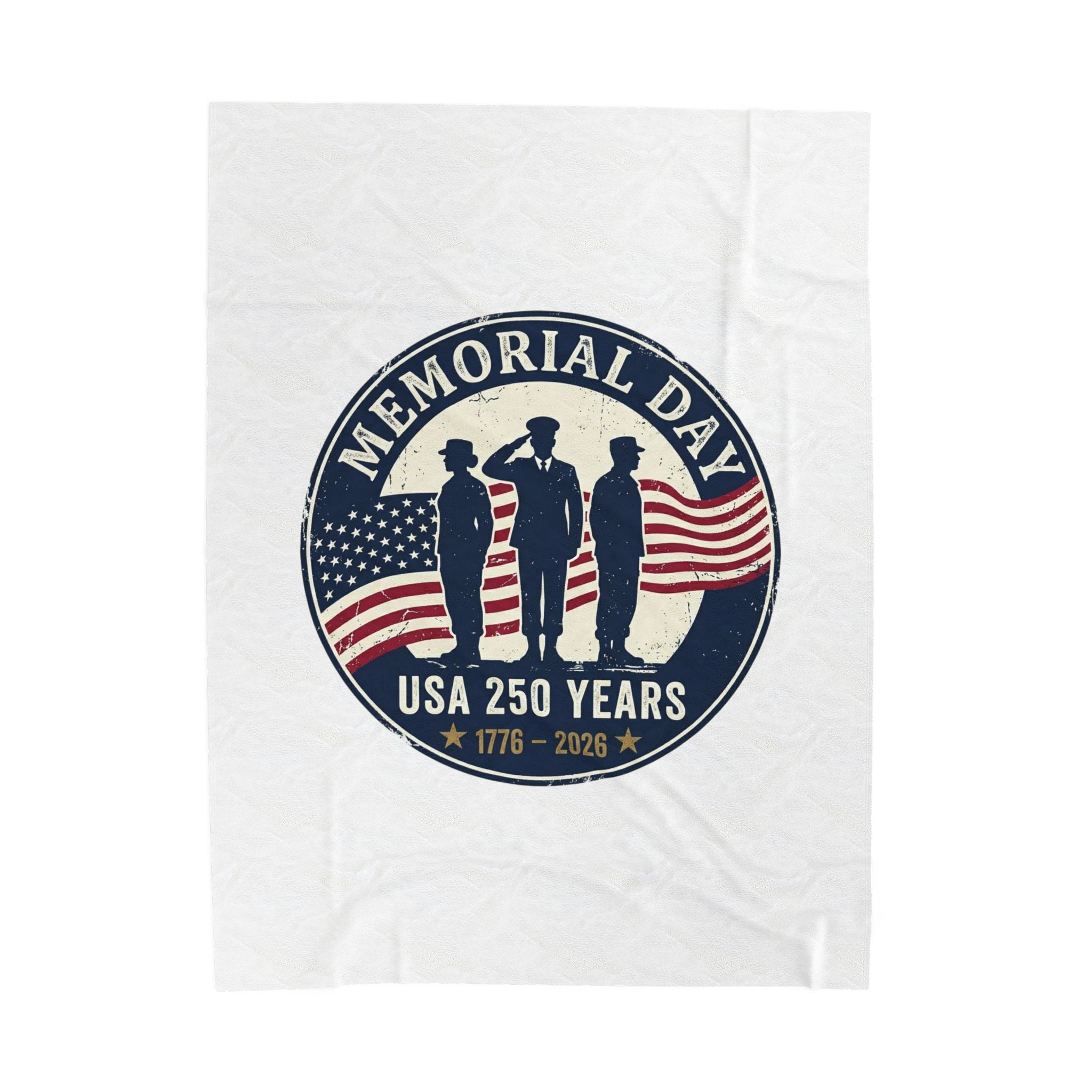 Memorial Day USA 250 Years Velveteen Blanket | vintage distressed, red white blue