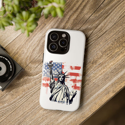 Statue of Liberty Phone Case, Tough Cases, USA Flag Design, Patriotic Phone Accessory, Gift for Independence Day, Memorial Day