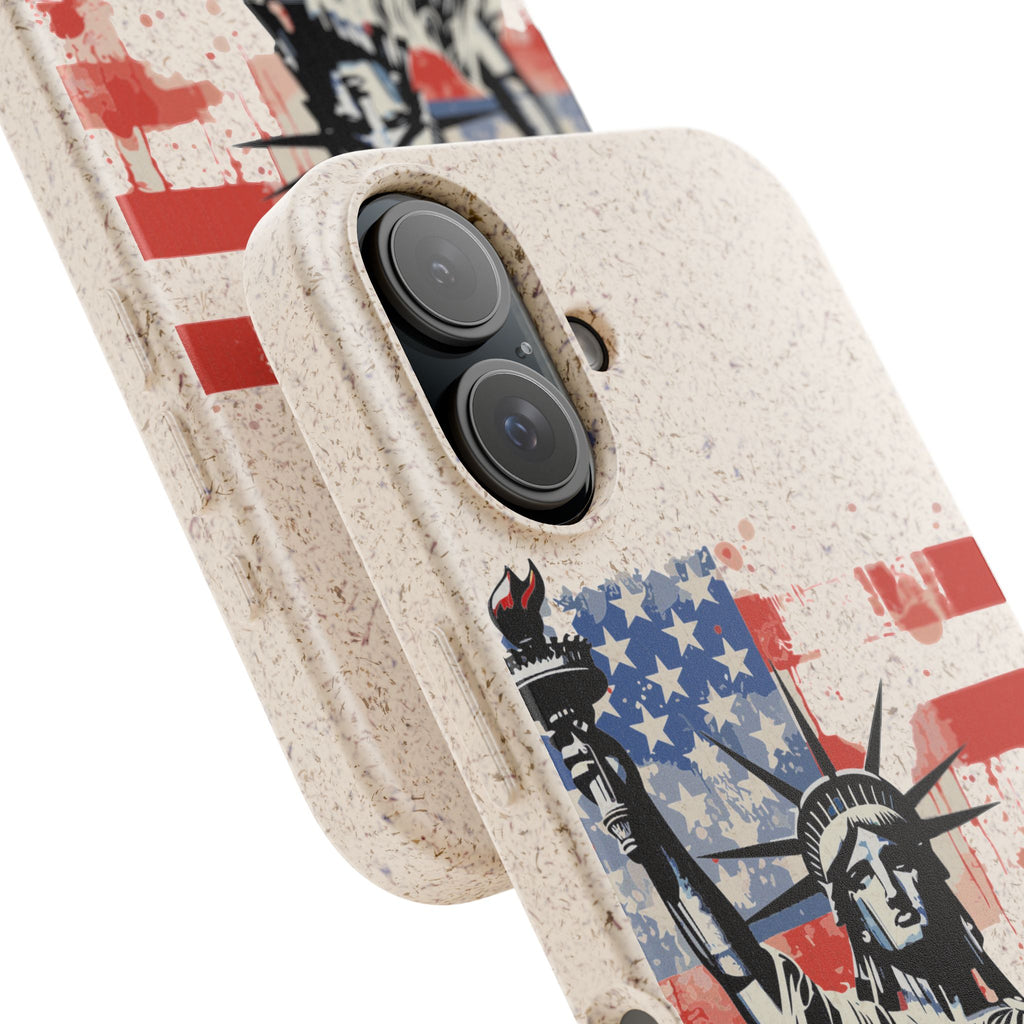 Liberty Statue Biodegradable Phone Case – American Flag Eco iPhone Cover