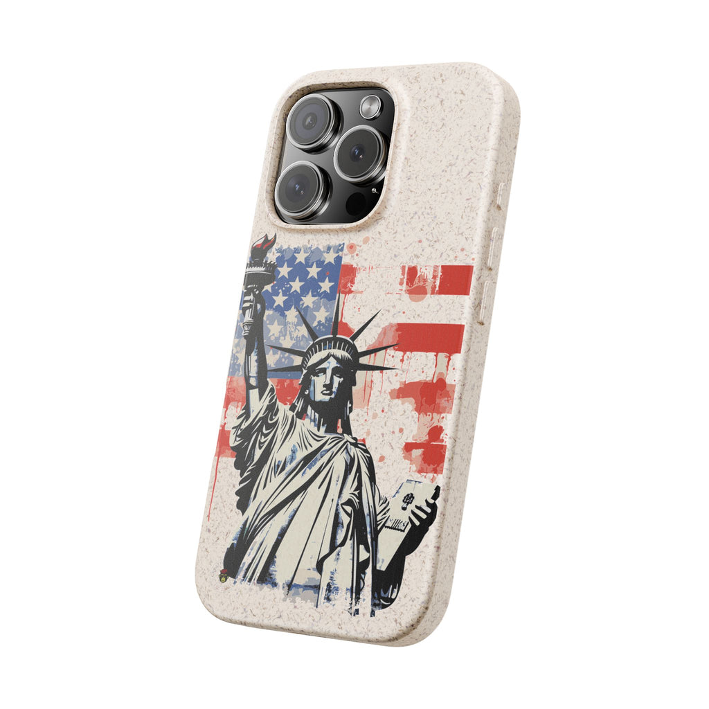 Liberty Statue Biodegradable Phone Case – American Flag Eco iPhone Cover