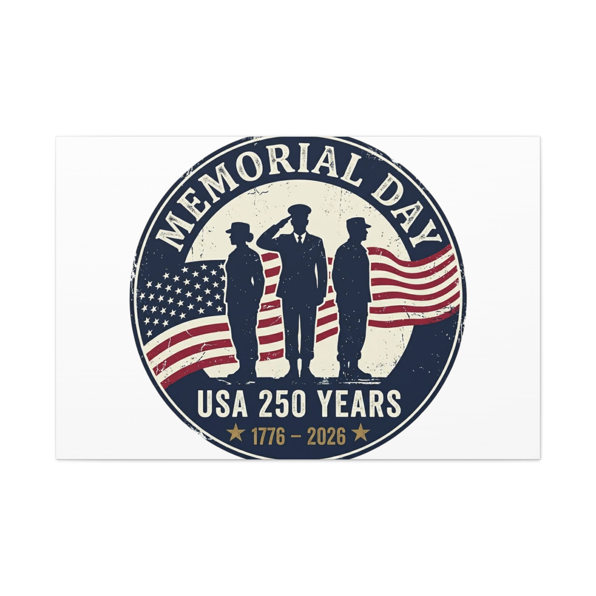 Memorial Day USA 250 Canvas | 1776–2026 Vintage Distressed Americana