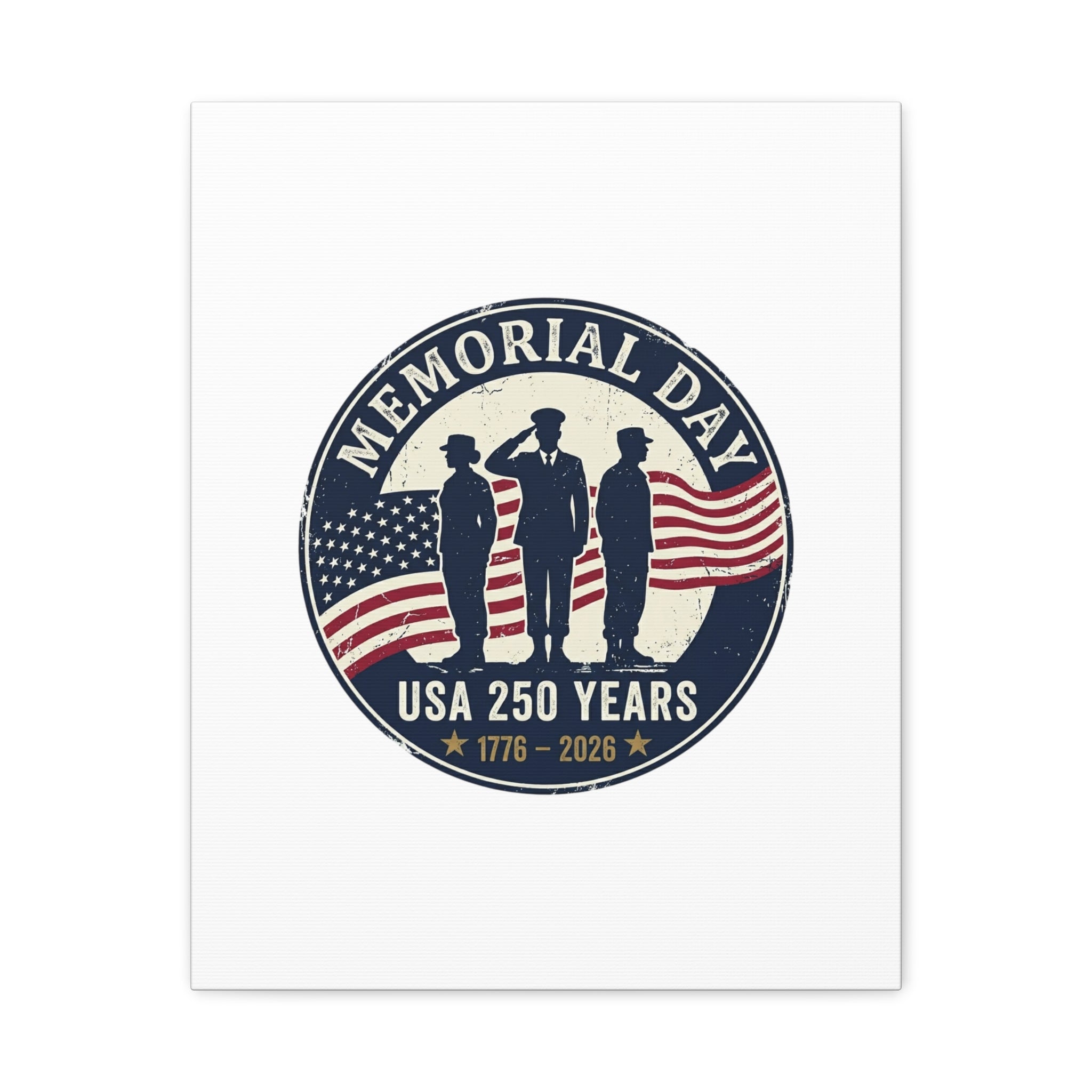 Memorial Day USA 250 Canvas | 1776–2026 Vintage Distressed Americana