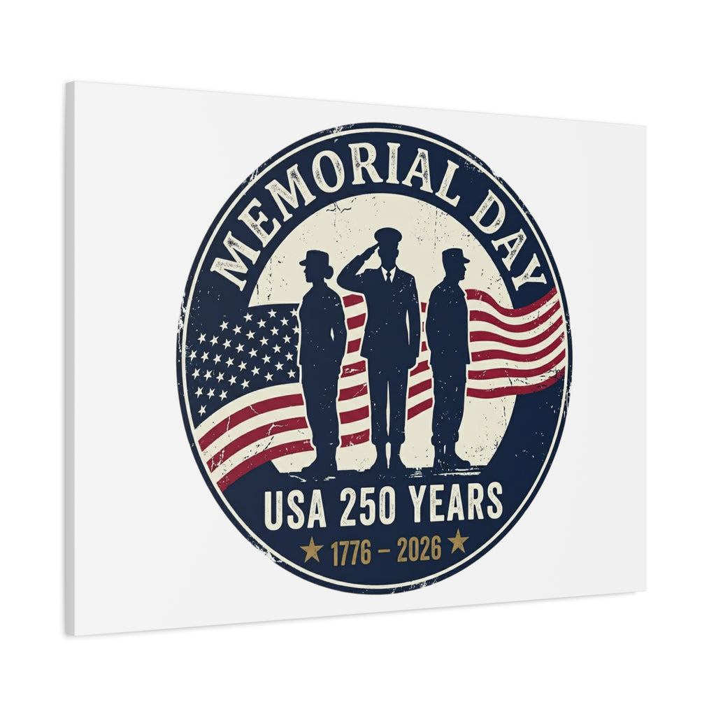 Memorial Day USA 250 Canvas | 1776–2026 Vintage Distressed Americana