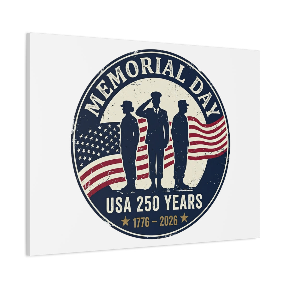 Memorial Day USA 250 Canvas | 1776–2026 Vintage Distressed Americana
