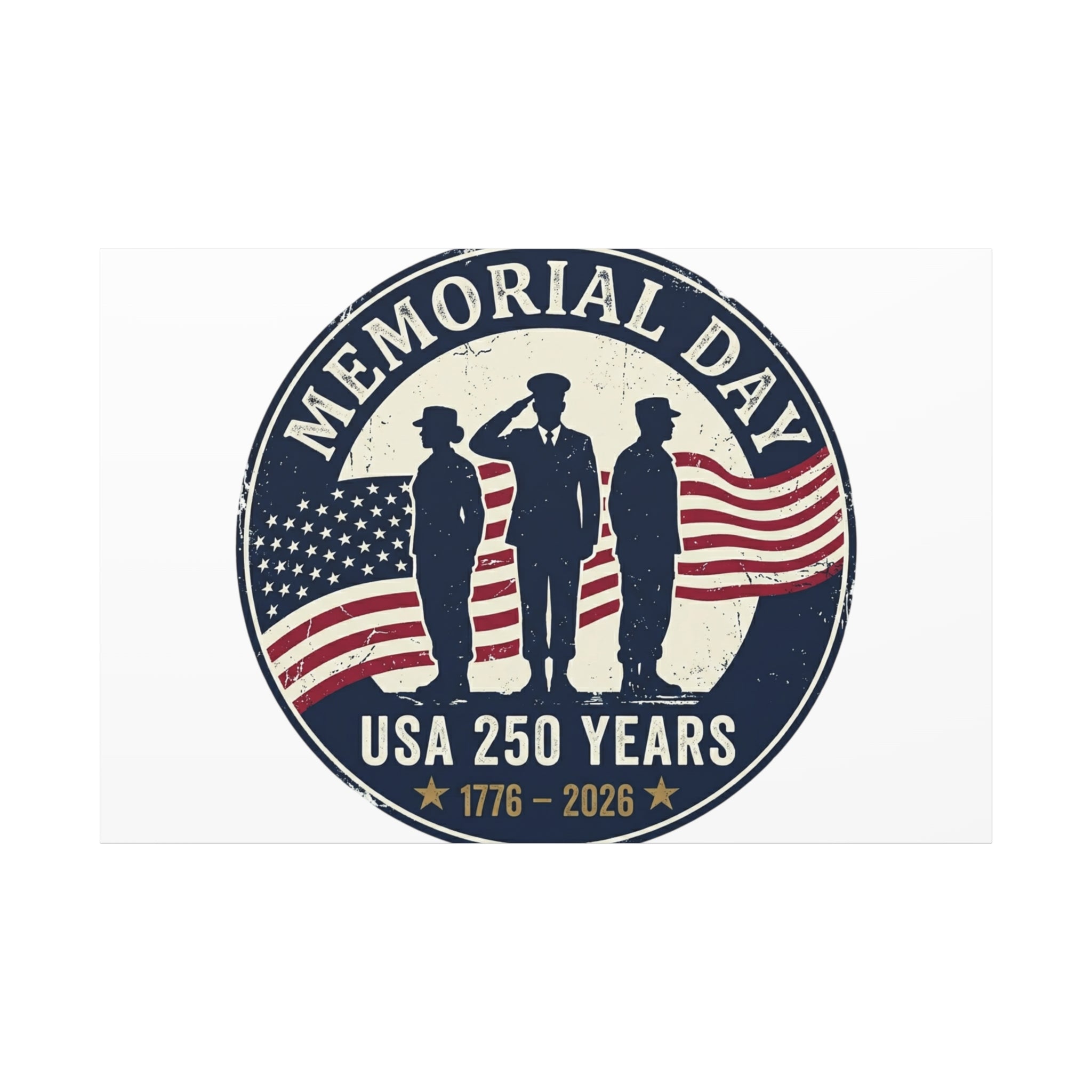 Memorial Day USA 250 Canvas | 1776–2026 Vintage Distressed Americana