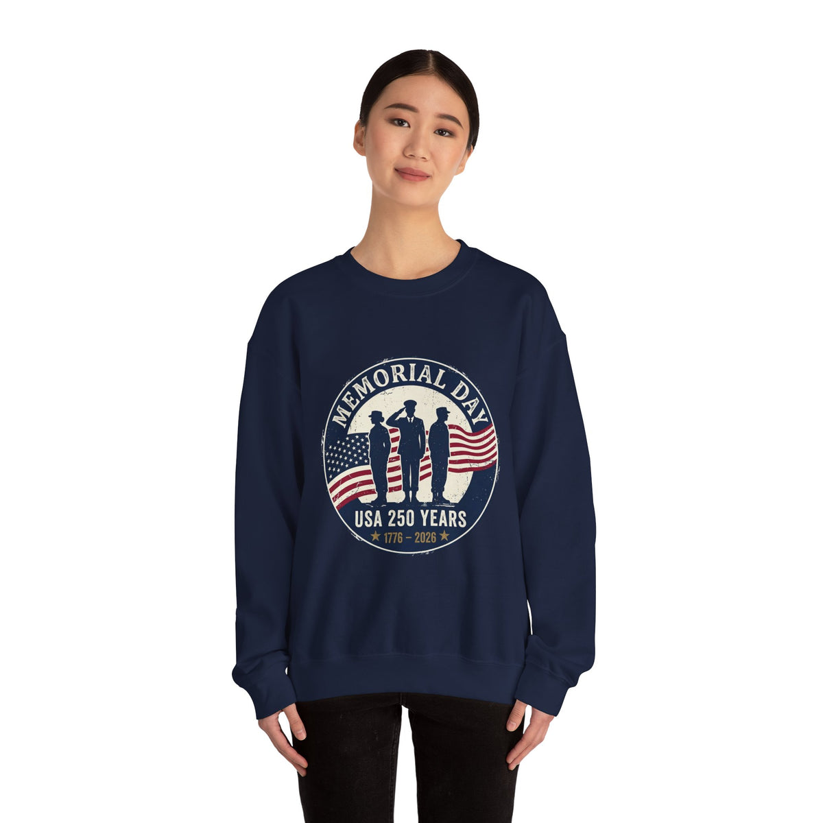 Memorial Day USA 250 Crewneck Sweatshirt | 1776–2026 Vintage Distressed Patriotic
