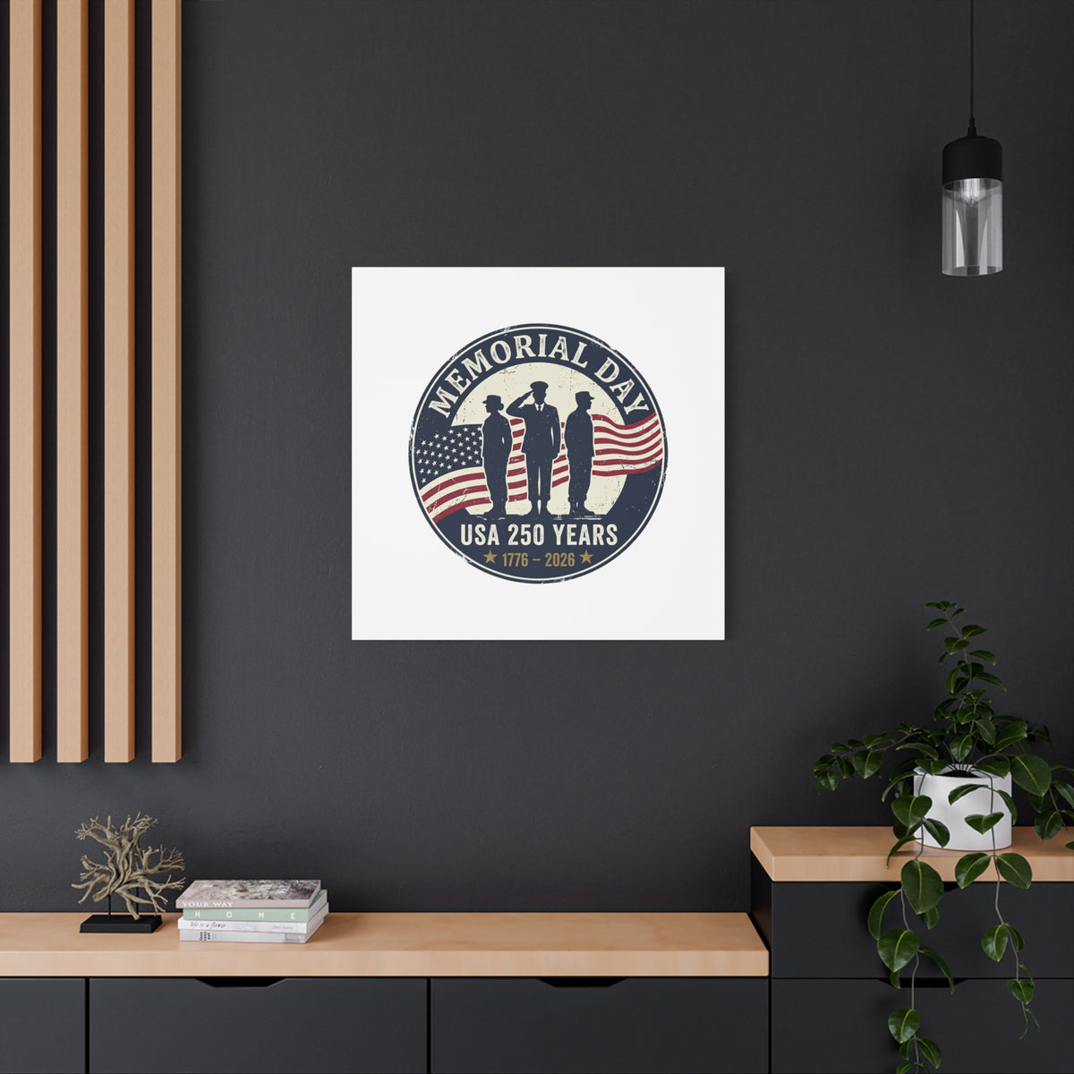 Memorial Day USA 250 Canvas | 1776–2026 Vintage Distressed Americana