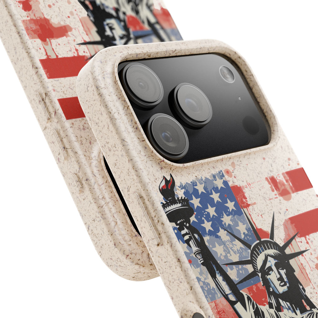 Liberty Statue Biodegradable Phone Case – American Flag Eco iPhone Cover