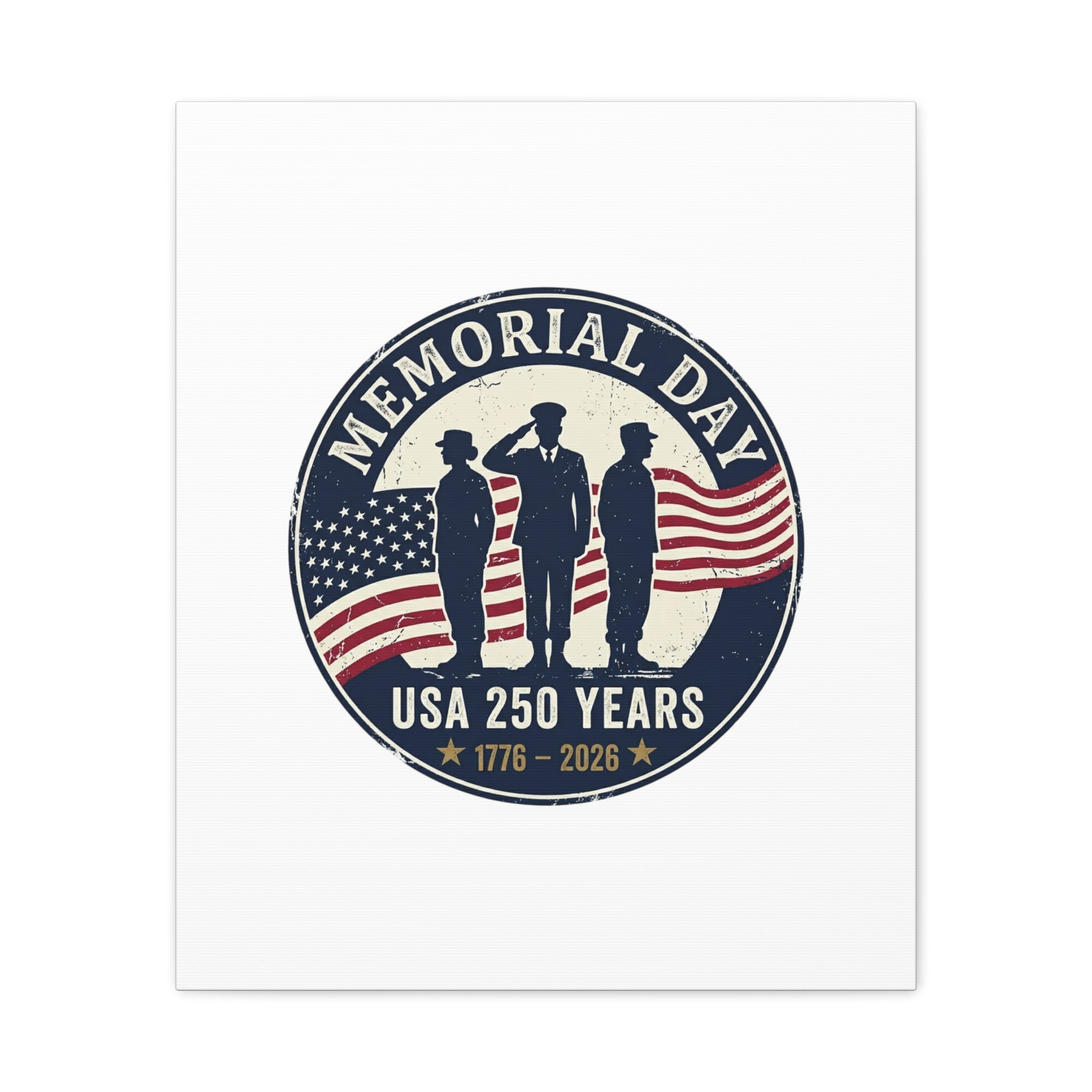Memorial Day USA 250 Canvas | 1776–2026 Vintage Distressed Americana