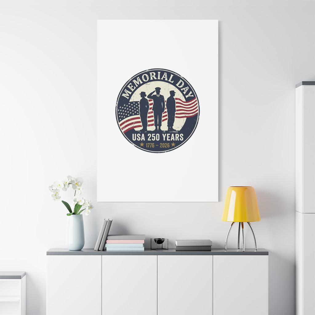 Memorial Day USA 250 Canvas | 1776–2026 Vintage Distressed Americana