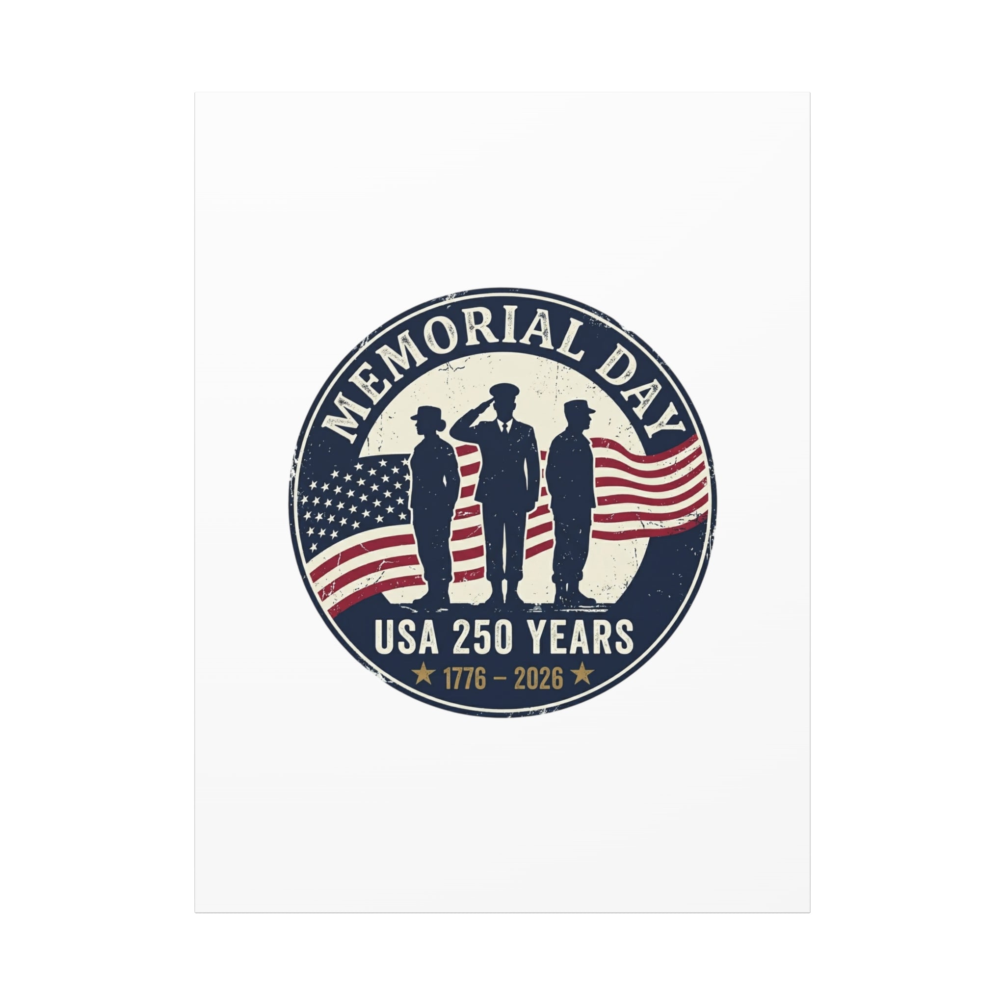 Memorial Day USA 250 Canvas | 1776–2026 Vintage Distressed Americana