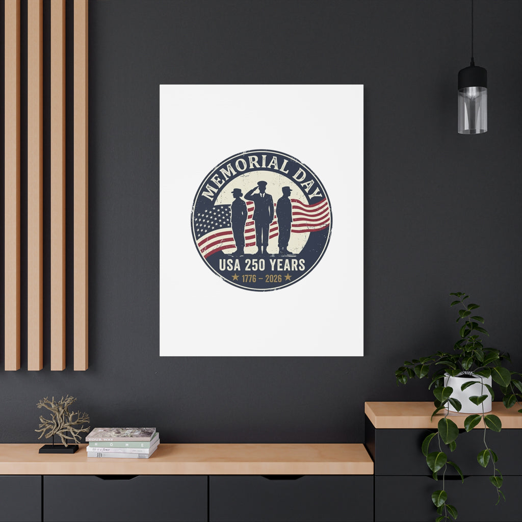 Memorial Day USA 250 Canvas | 1776–2026 Vintage Distressed Americana