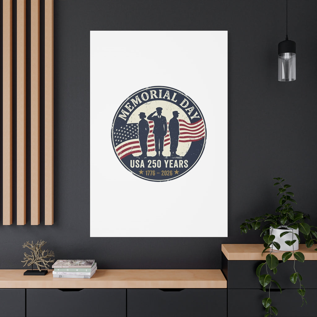 Memorial Day USA 250 Canvas | 1776–2026 Vintage Distressed Americana