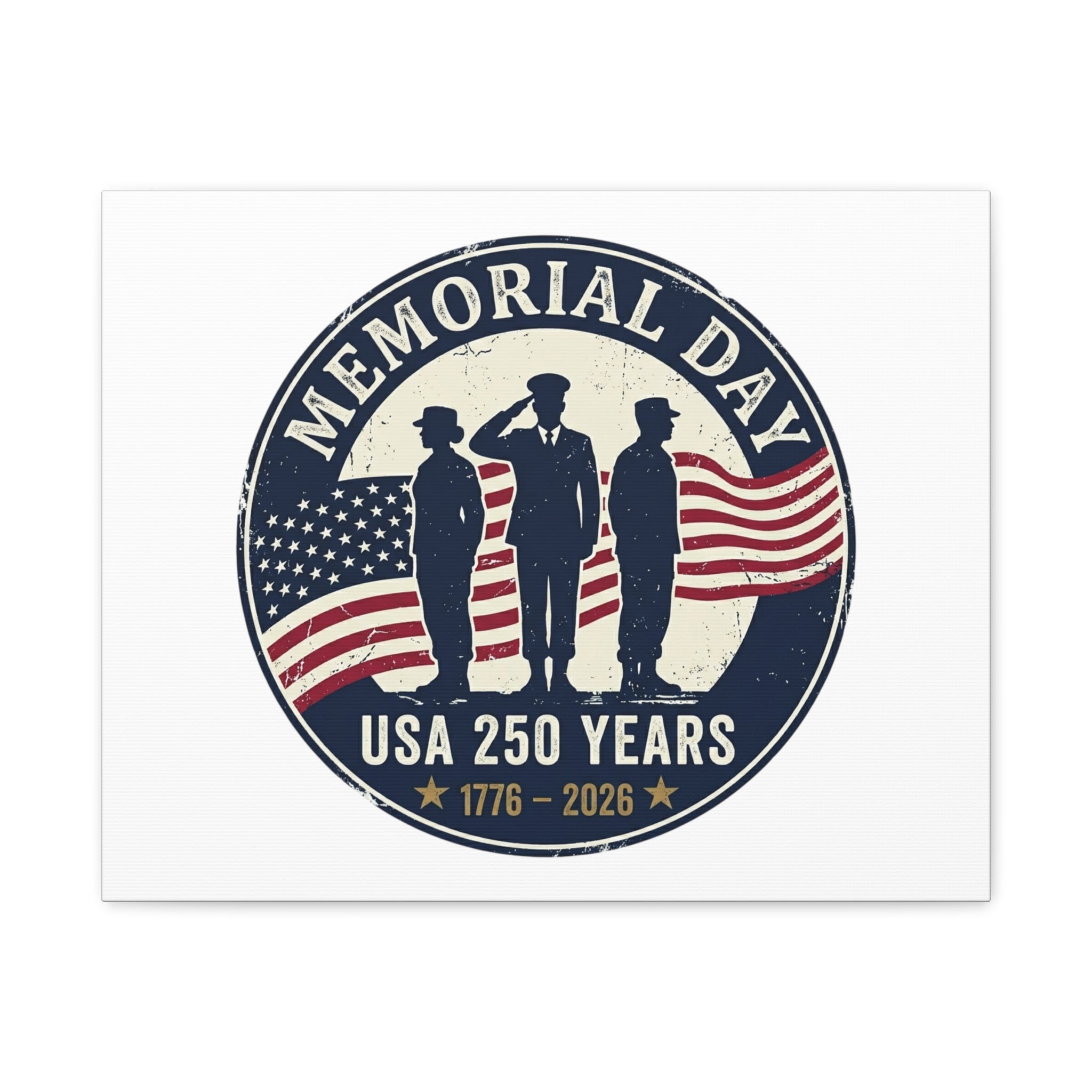 Memorial Day USA 250 Canvas | 1776–2026 Vintage Distressed Americana