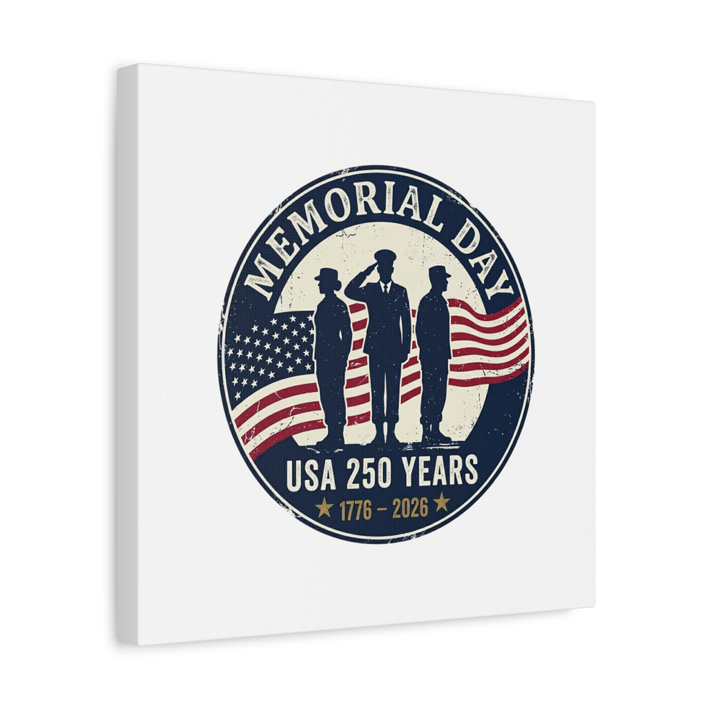 Memorial Day USA 250 Canvas | 1776–2026 Vintage Distressed Americana