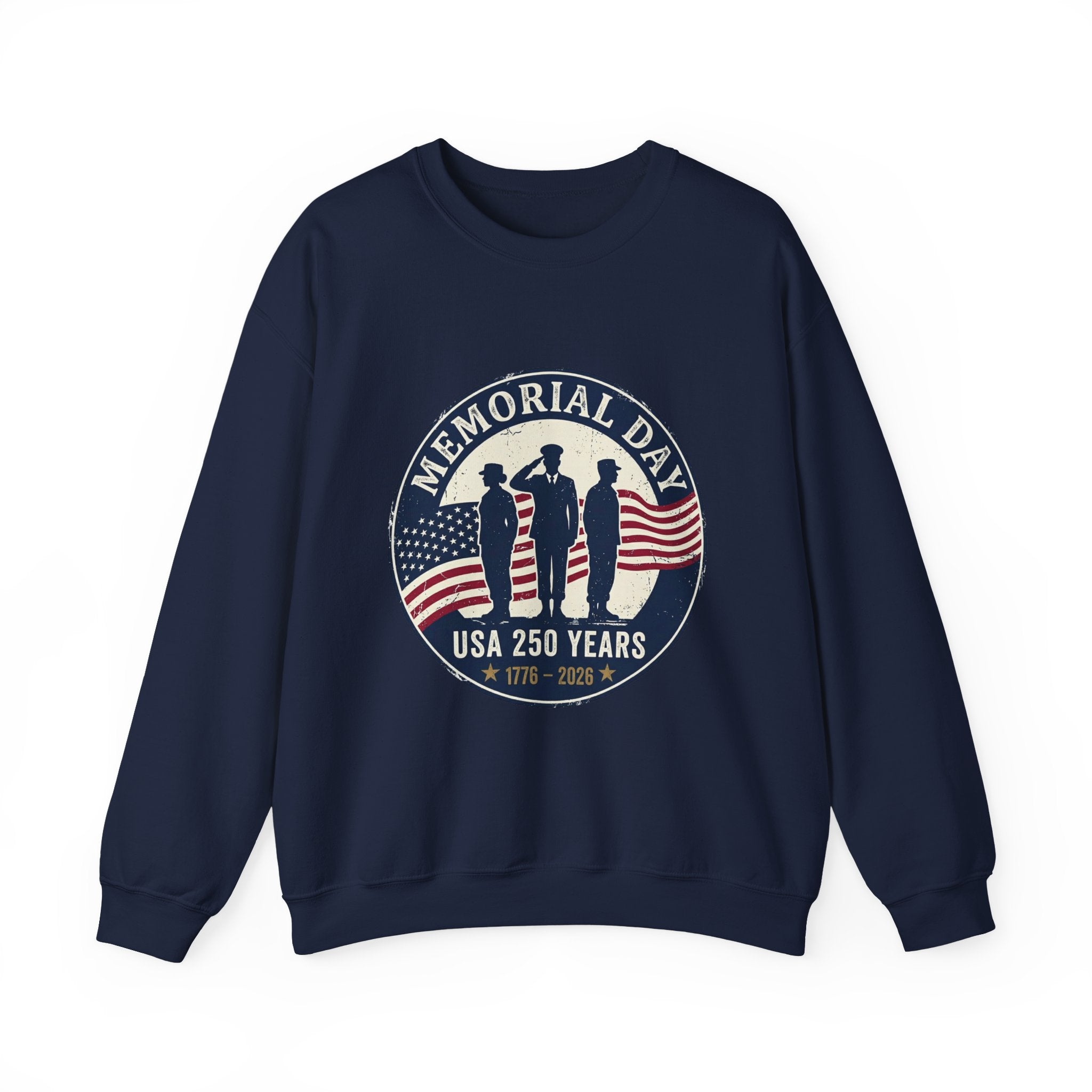 Memorial Day USA 250 Crewneck Sweatshirt | 1776–2026 Vintage Distressed Patriotic