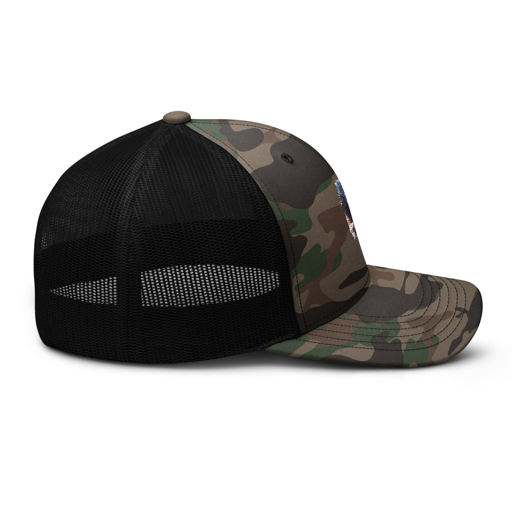 Camouflage Trucker Hat - Embroidered USA Flag with Eagle