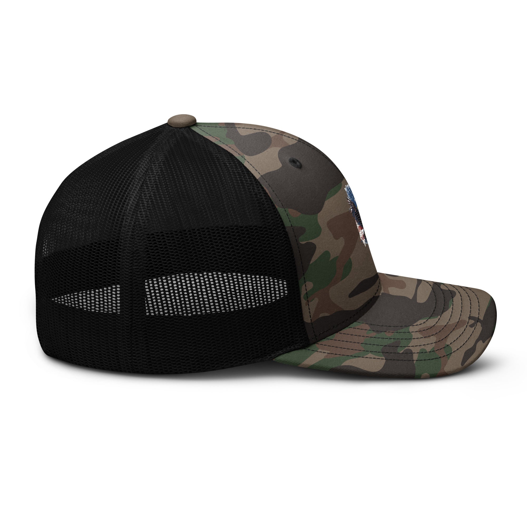 Camouflage Trucker Hat - Embroidered USA Flag with Eagle