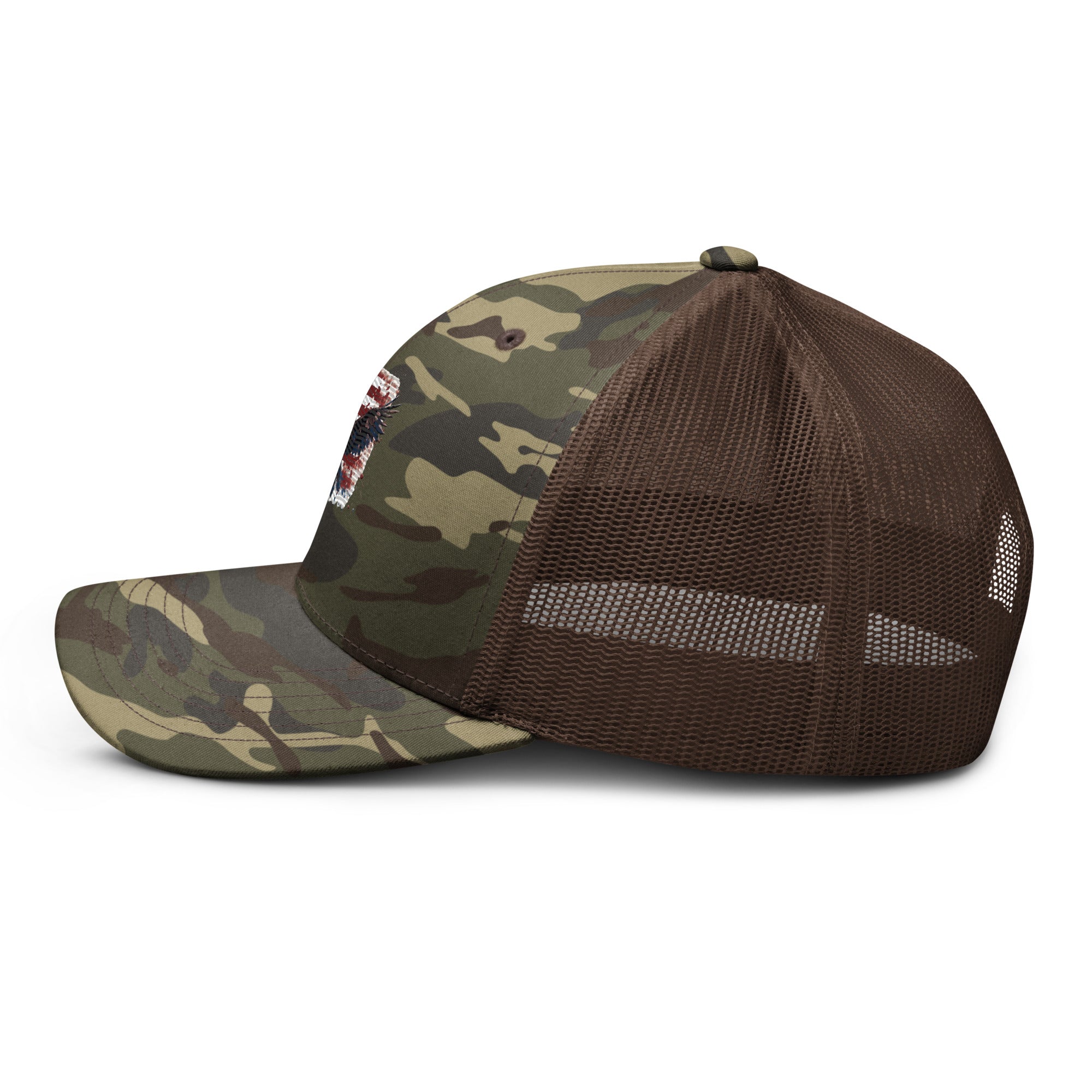 Camouflage Trucker Hat - Embroidered USA Flag with Eagle