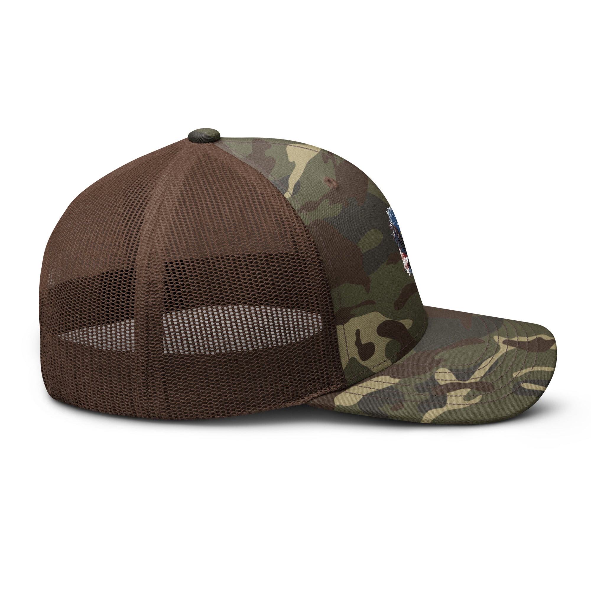 Camouflage Trucker Hat - Embroidered USA Flag with Eagle