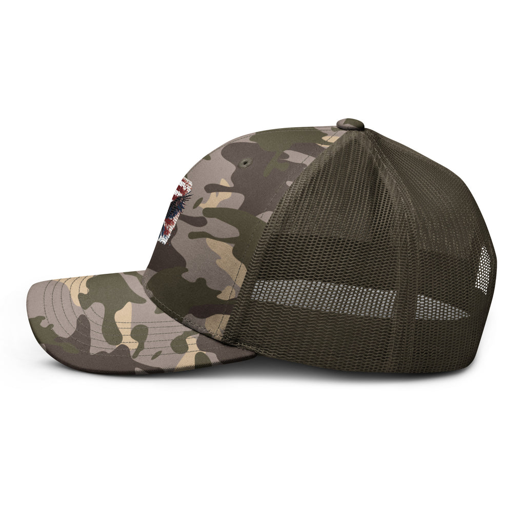 Camouflage Trucker Hat - Embroidered USA Flag with Eagle