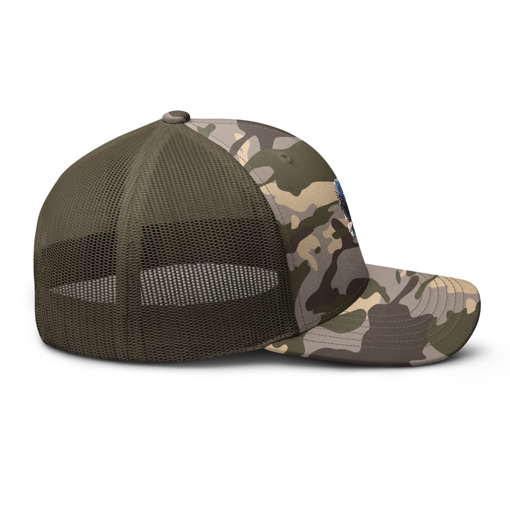 Camouflage Trucker Hat - Embroidered USA Flag with Eagle