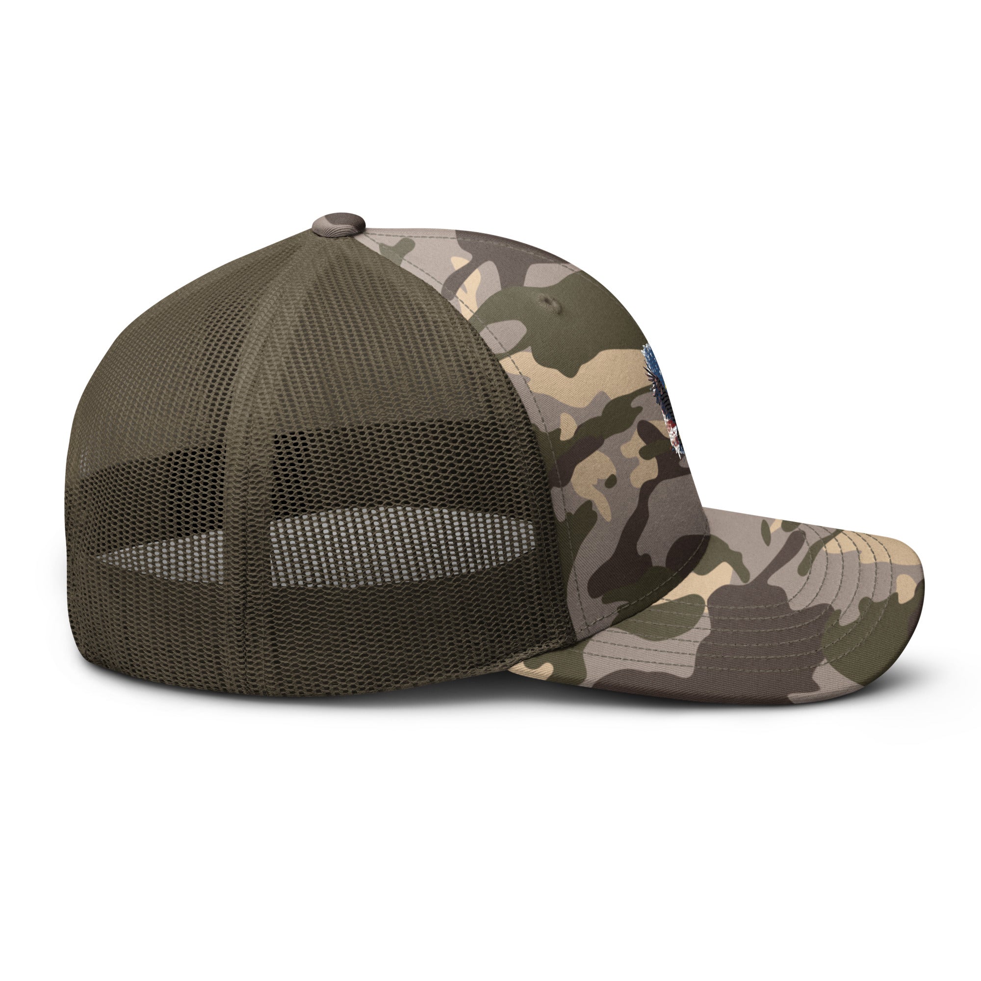Camouflage Trucker Hat - Embroidered USA Flag with Eagle
