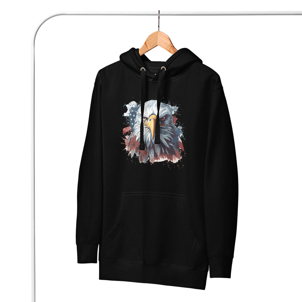 Unisex Premium Hoodie - Eagle Stare with US Flag