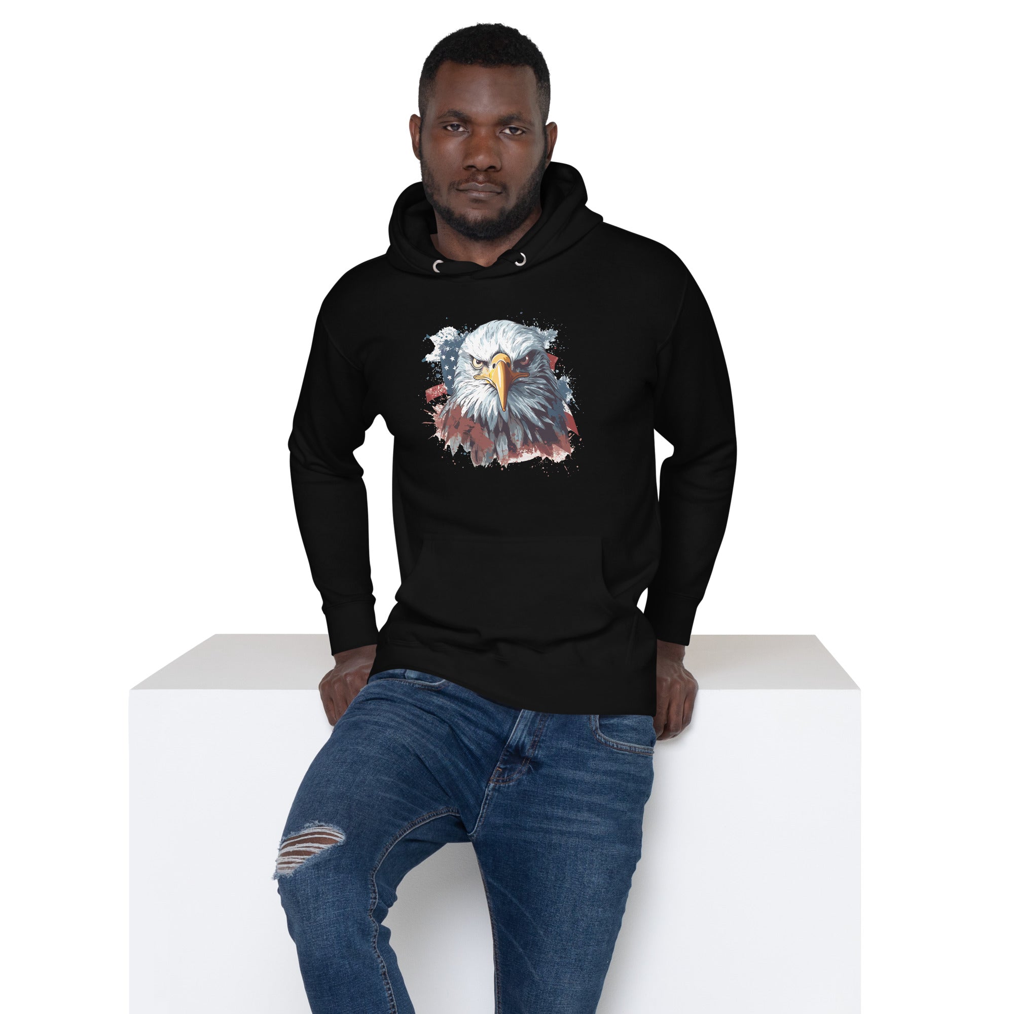 Unisex Premium Hoodie - Eagle Stare with US Flag