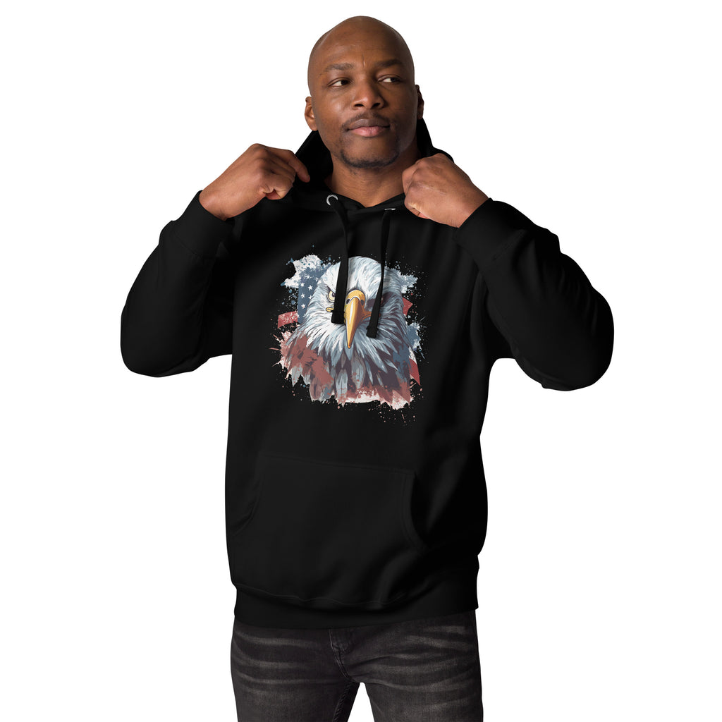 Unisex Premium Hoodie - Eagle Stare with US Flag