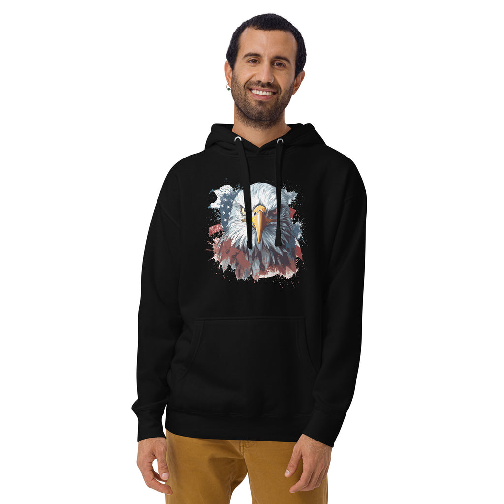Unisex Premium Hoodie - Eagle Stare with US Flag