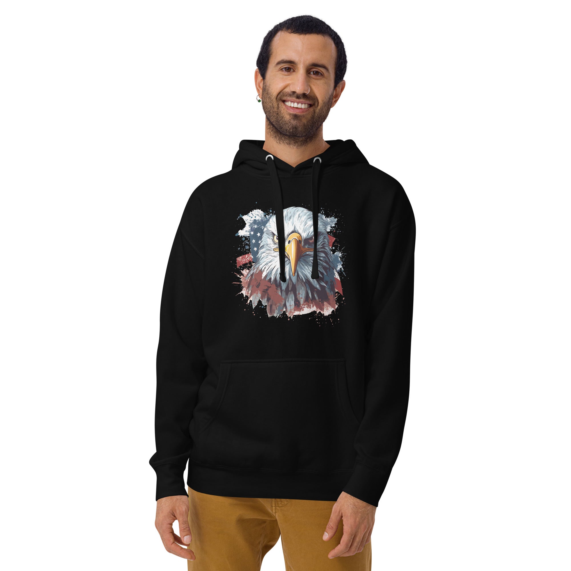 Unisex Premium Hoodie - Eagle Stare with US Flag