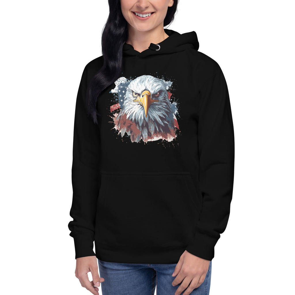 Unisex Premium Hoodie - Eagle Stare with US Flag