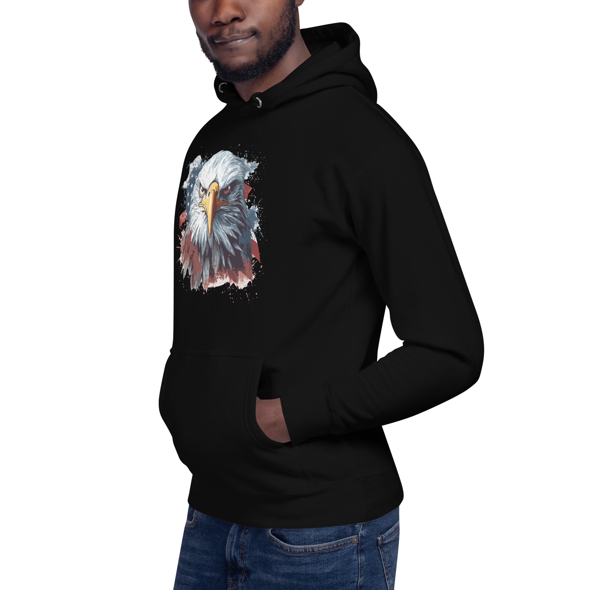 Unisex Premium Hoodie - Eagle Stare with US Flag