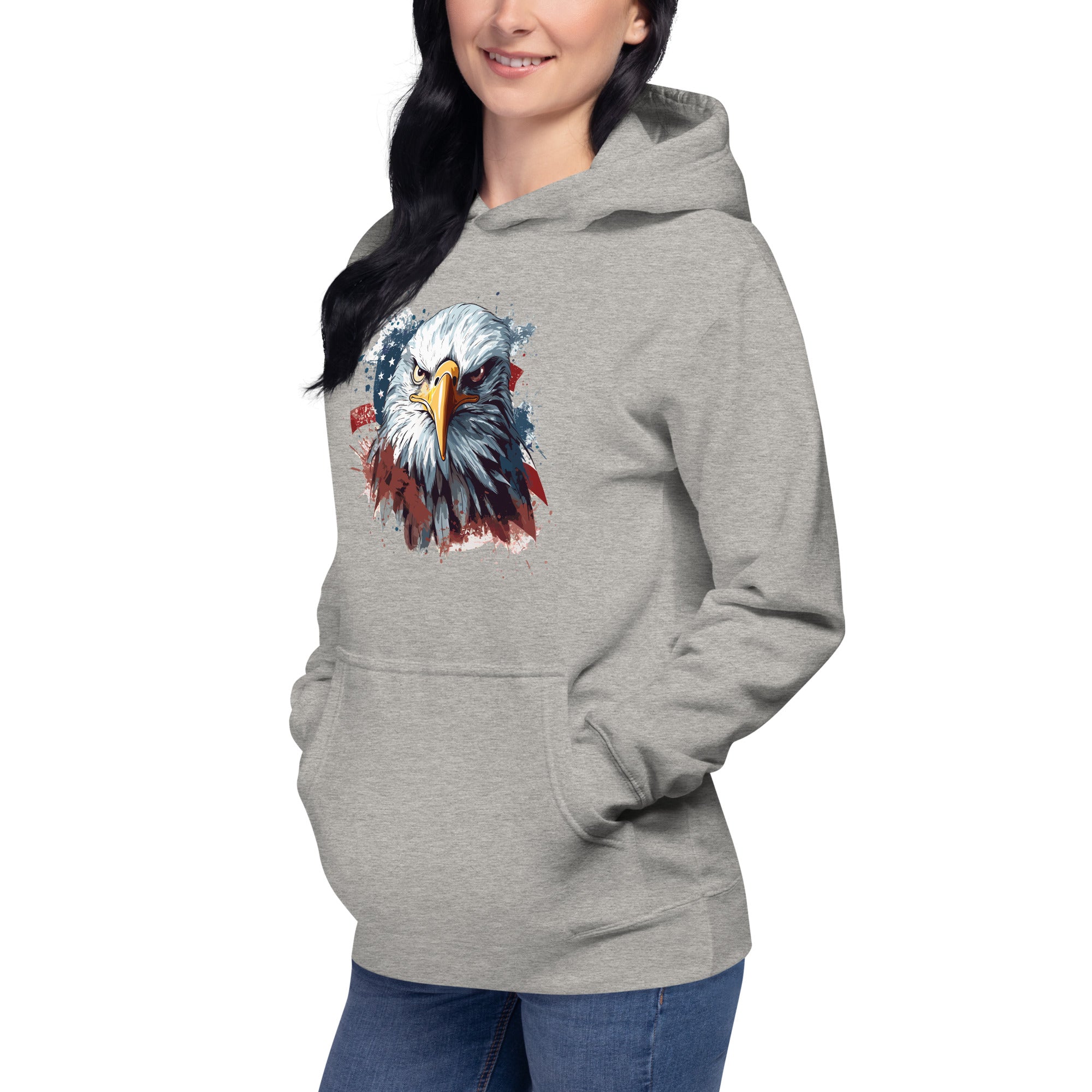Unisex Premium Hoodie - Eagle Stare with US Flag