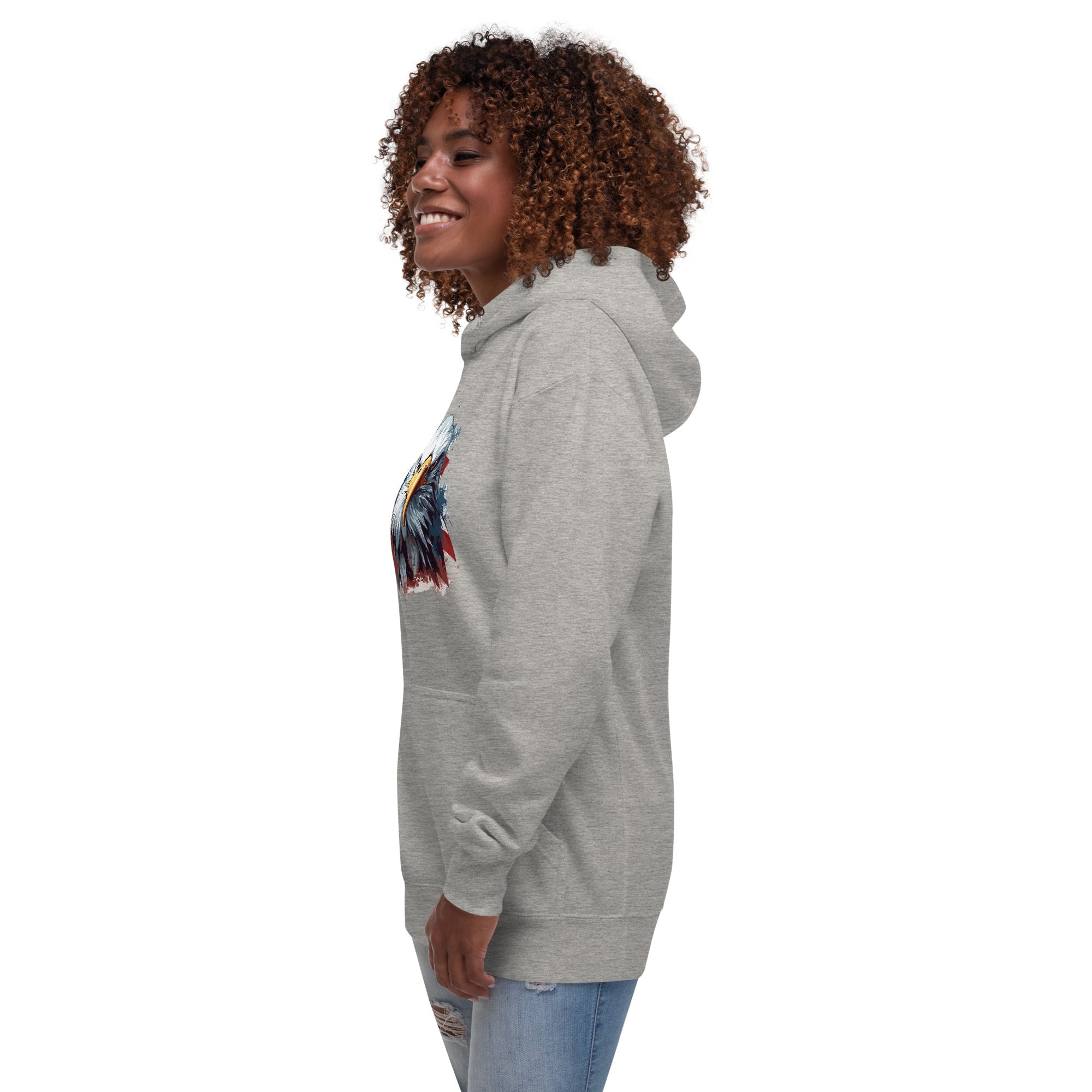 Unisex Premium Hoodie - Eagle Stare with US Flag