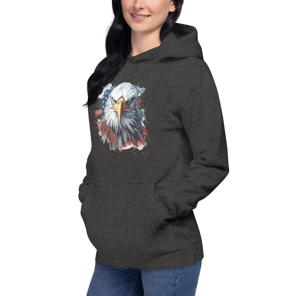 Unisex Premium Hoodie - Eagle Stare with US Flag