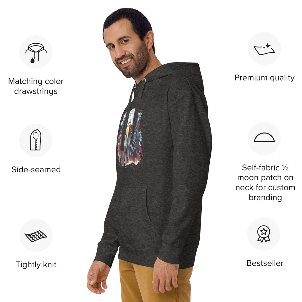 Unisex Premium Hoodie - Eagle Stare with US Flag