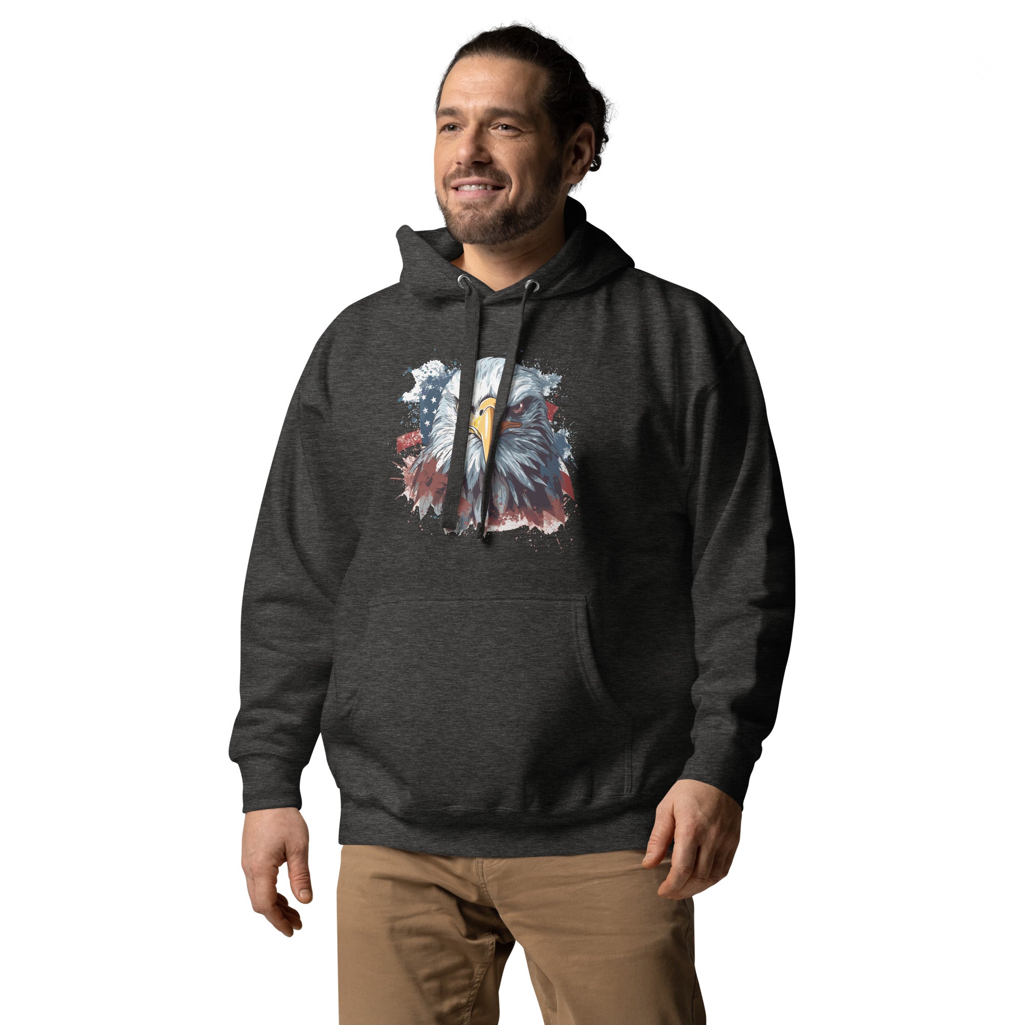 Unisex Premium Hoodie - Eagle Stare with US Flag